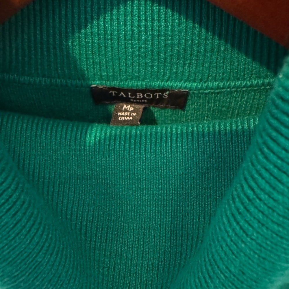 Talbots Emerald Green Turtleneck Sweater Med Petite - Picture 4 of 5